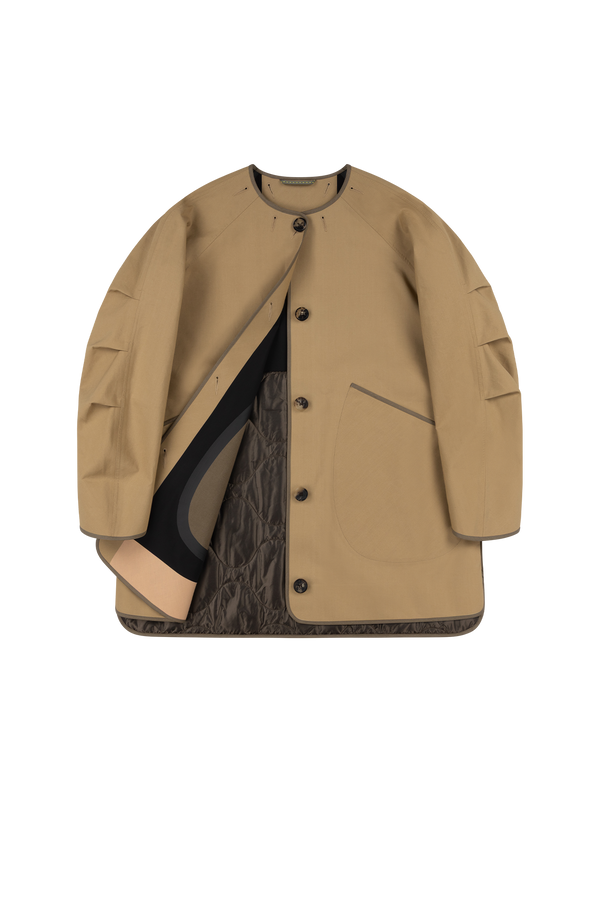 Weatherproof Bonded Short Raincoat - Black / Honey - Layer 1