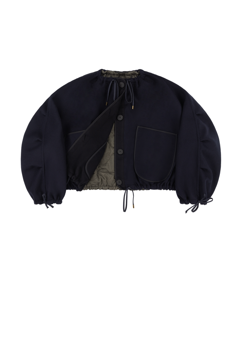 Parachute Wool Bomber - Navy / Black - Layer 1