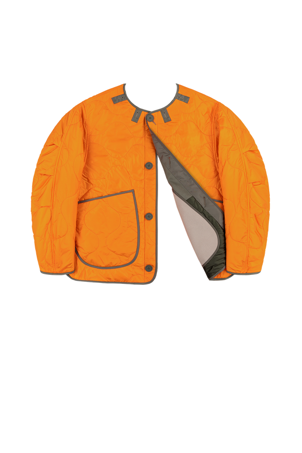 Signature Patchwork Wool Cropped Quilt - Sage / Patrol Orange - Layer 6