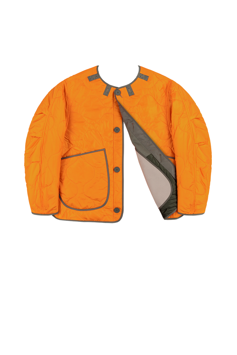 Signature Patchwork Wool Cropped Quilt - Sage / Patrol Orange - Layer 6