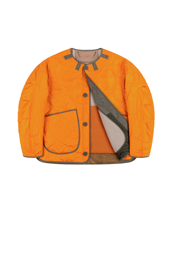 Signature Patchwork Wool Cropped Quilt - Sage / Patrol Orange - Layer 1