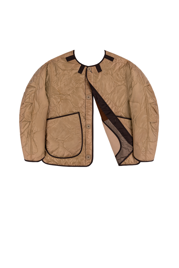 Signature Patchwork Wool Cropped Quilt - Dark Sienna / Mocha Brown - Layer 6