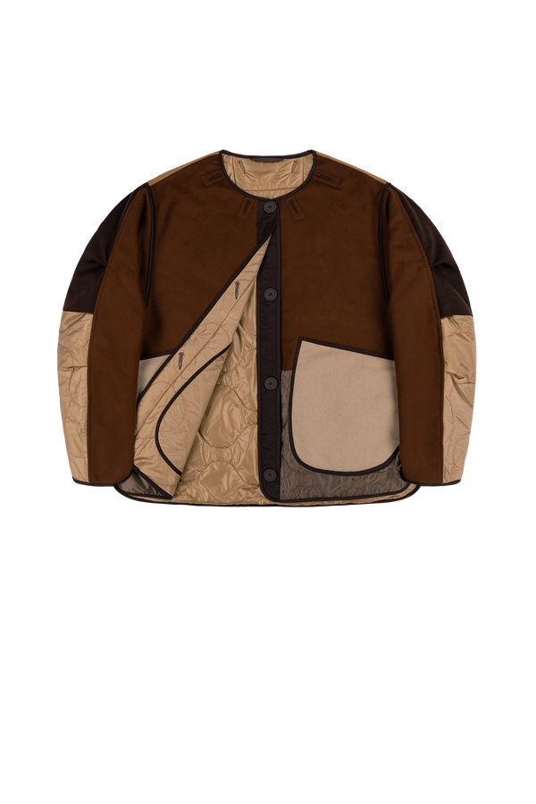 Signature Patchwork Wool Cropped Quilt - Dark Sienna / Mocha Brown - Layer 1