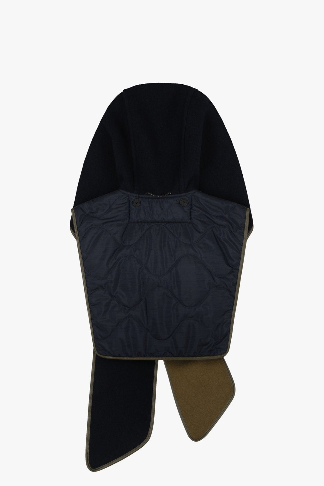Wool Cashmere Hooded Scarf - Olive / Navy