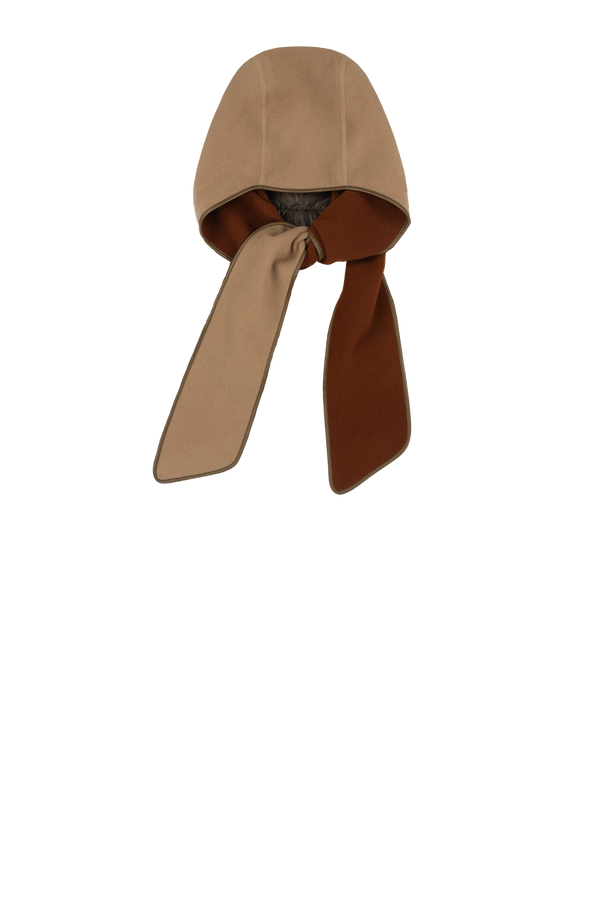 Wool Cashmere Hooded Scarf - Camel /Sienna - Layer 7