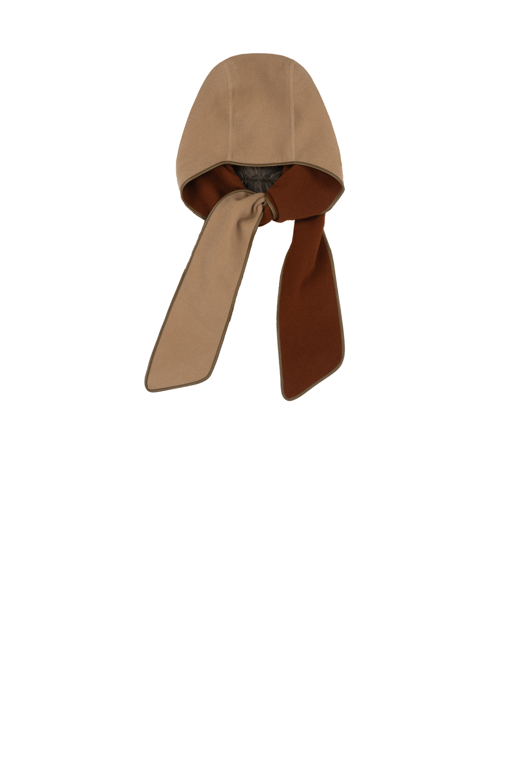 Wool Cashmere Hooded Scarf - Camel /Sienna - Layer 7