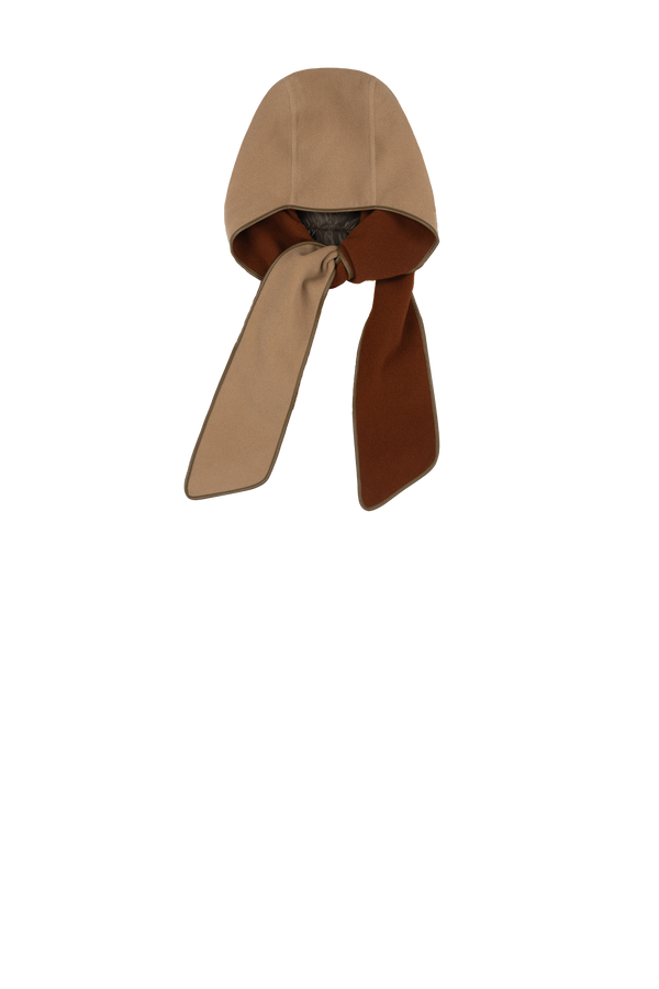 Wool Cashmere Hooded Scarf - Camel /Sienna - Layer 7