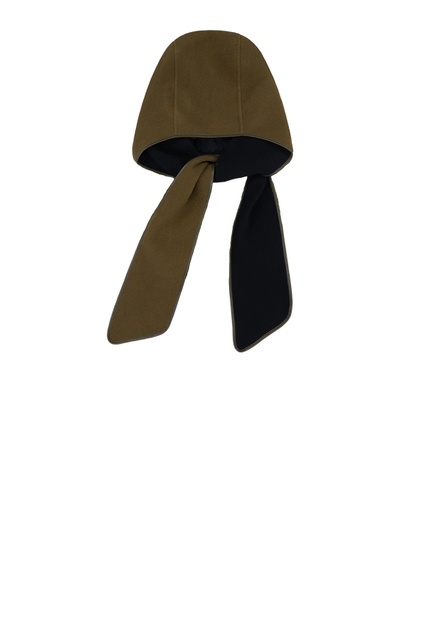 Wool Cashmere Hooded Scarf - Olive / Navy - Layer 7
