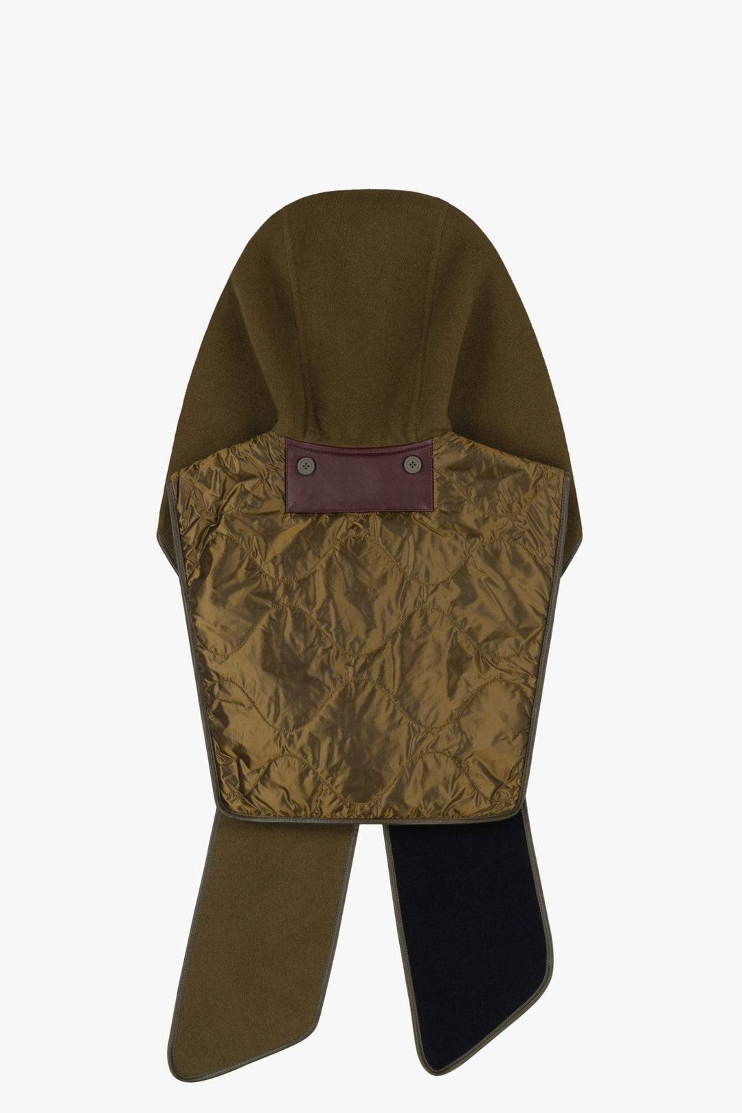 Wool Cashmere Hooded Scarf - Olive / Navy