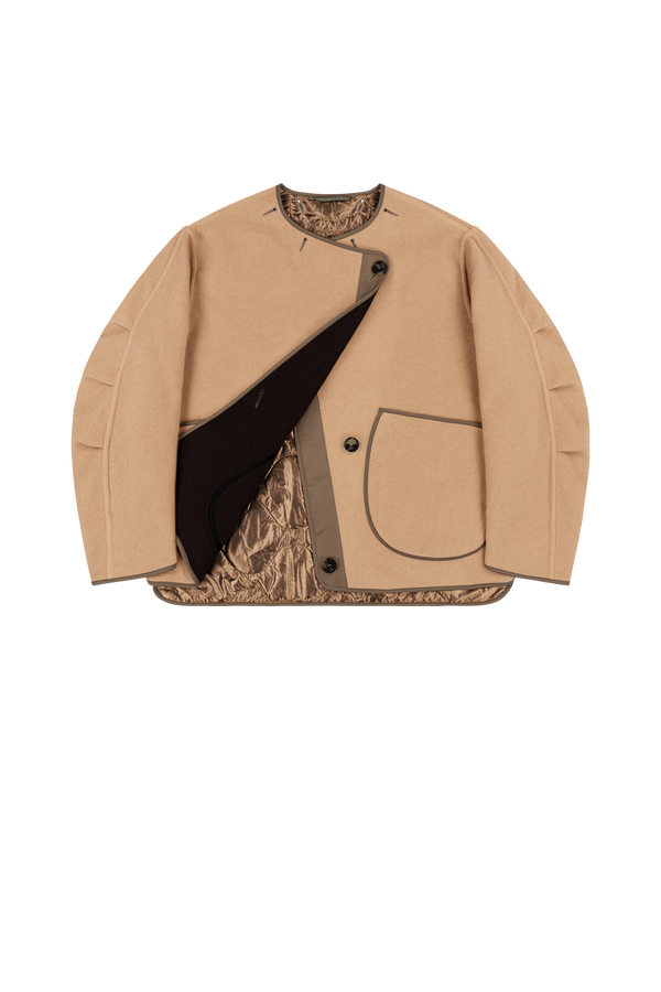 Signature Wool Peacoat - Camel / Raisin - Layer 1