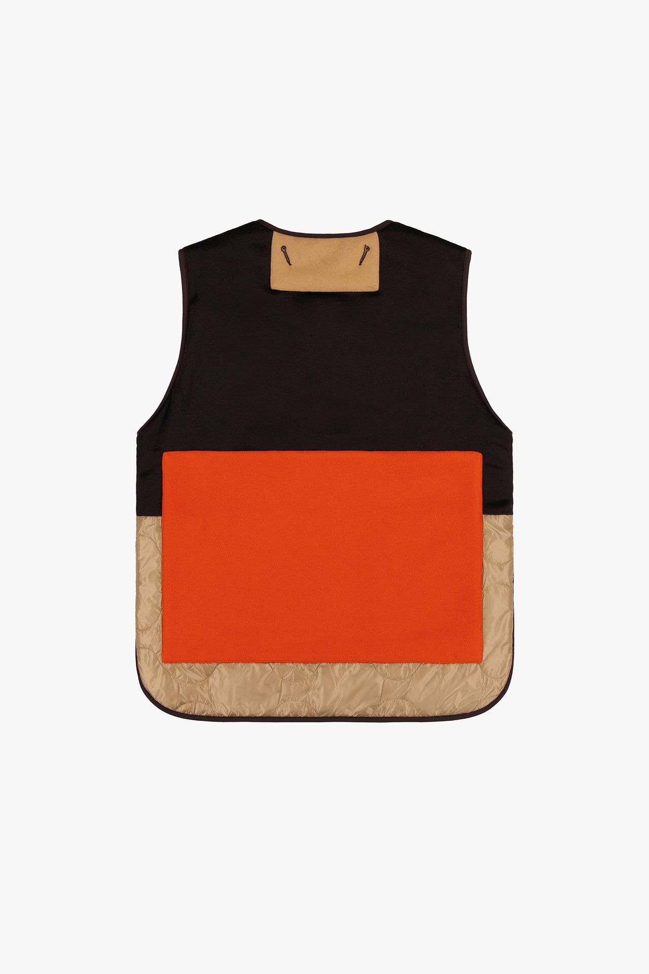 Signature Patchwork Wool Vest - Stone / Dark Sienna