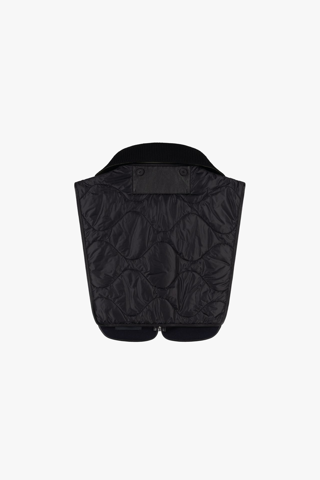 Wool & Leather Zip Collar - Dark Olive & Black / Black & Navy