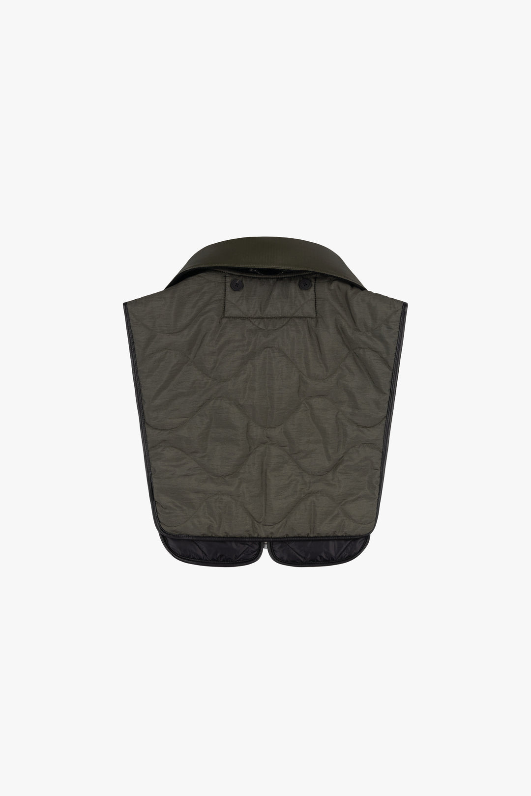 Wool & Leather Zip Collar - Dark Olive & Black / Black & Navy