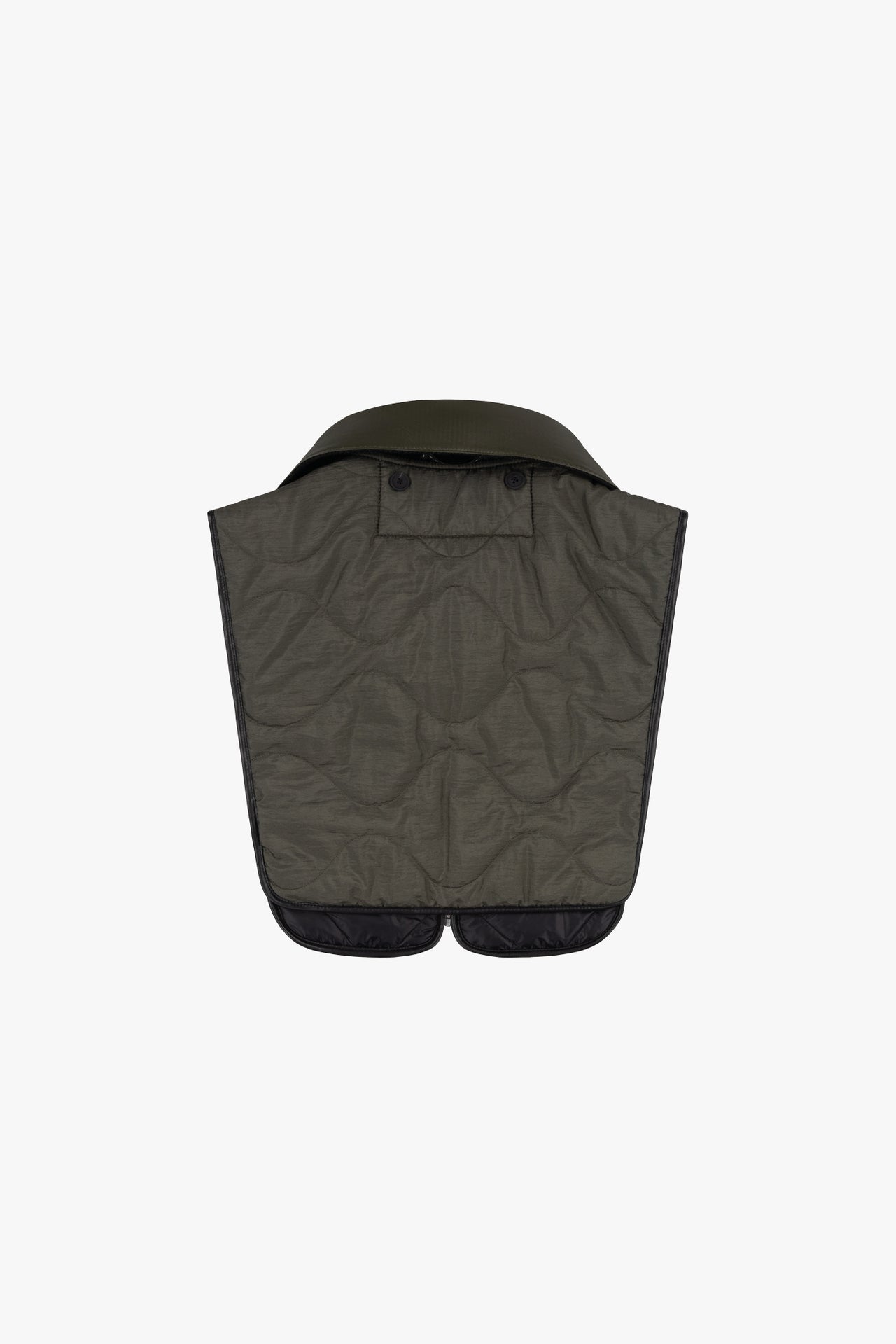 Wool & Leather Zip Collar - Dark Olive & Black / Black & Navy