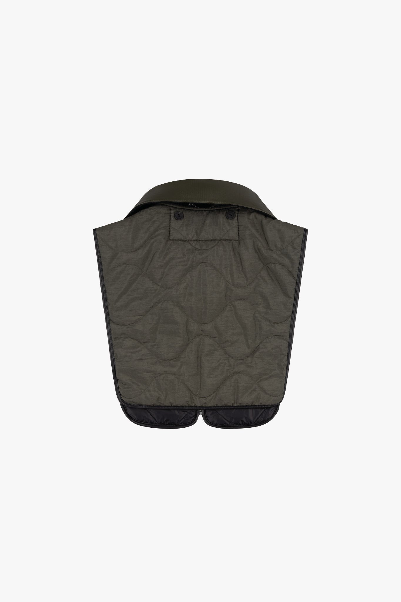 Wool & Leather Zip Collar - Dark Olive & Black / Black & Navy