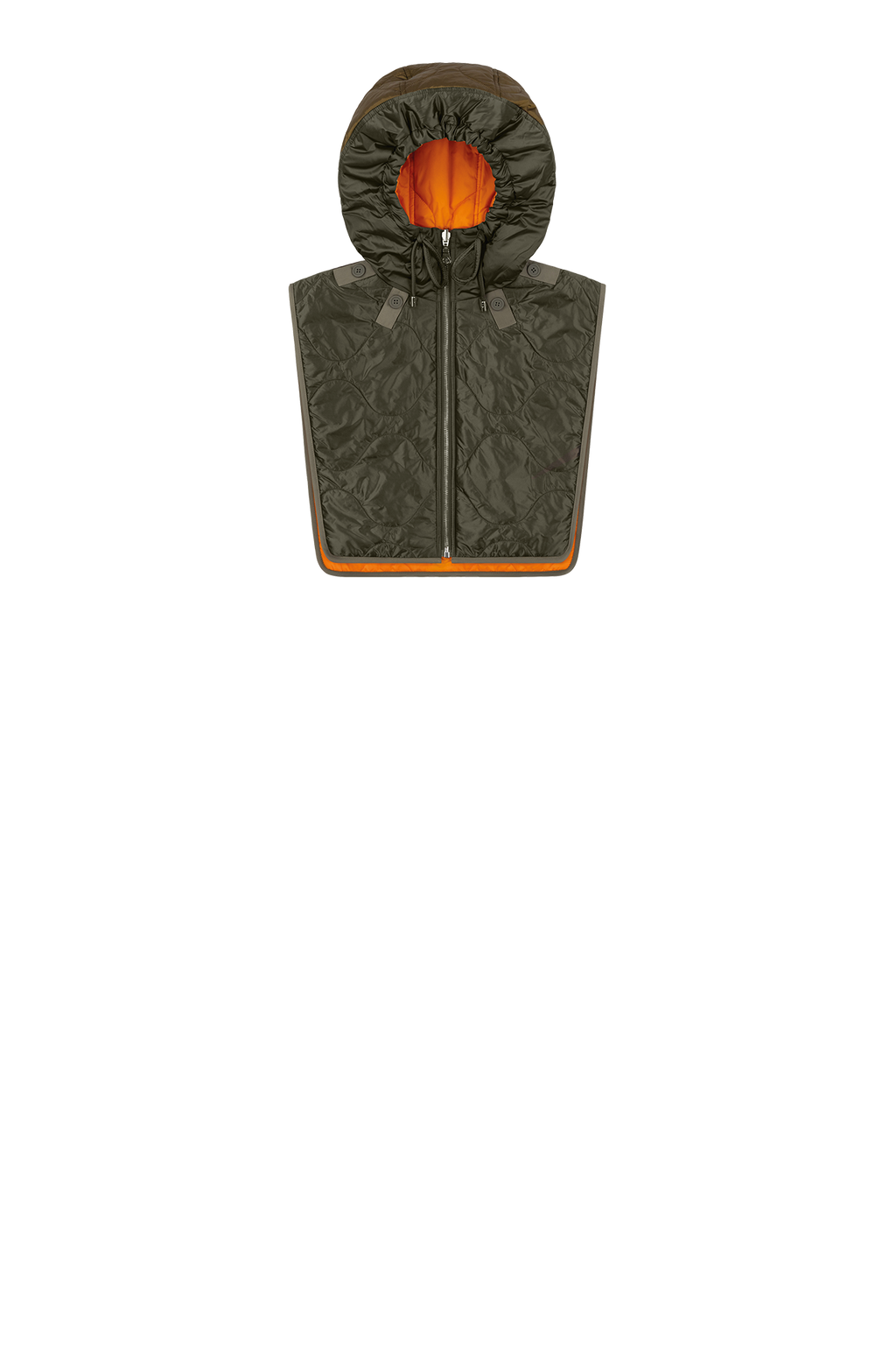 Quilted Zip Hood - Dark Olive / Clementine - Layer 4
