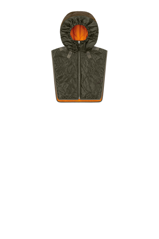 Quilted Zip Hood - Dark Olive / Clementine - Layer 4