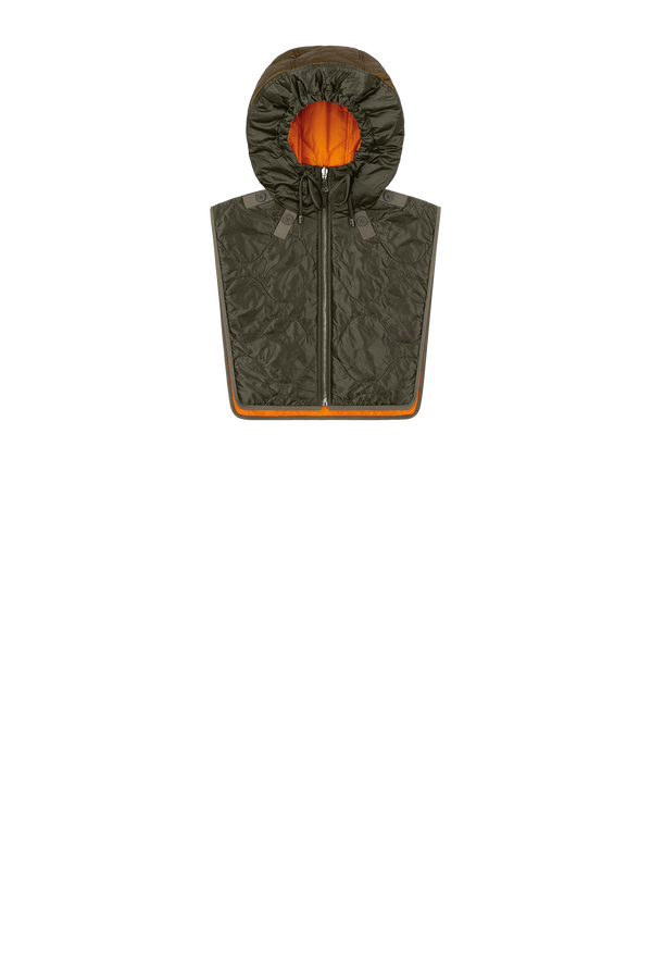 Quilted Zip Hood - Dark Olive / Clementine - Layer 4