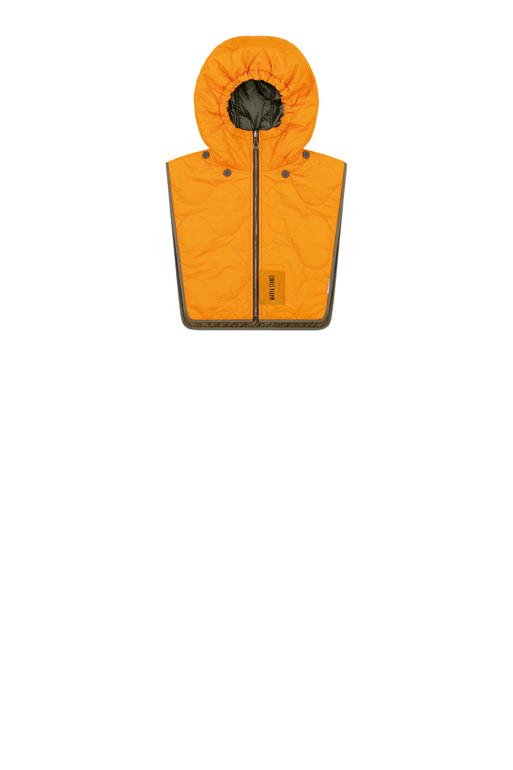 Quilted Zip Hood - Dark Olive / Clementine - Layer 4