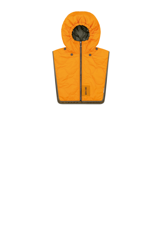 Quilted Zip Hood - Dark Olive / Clementine - Layer 4