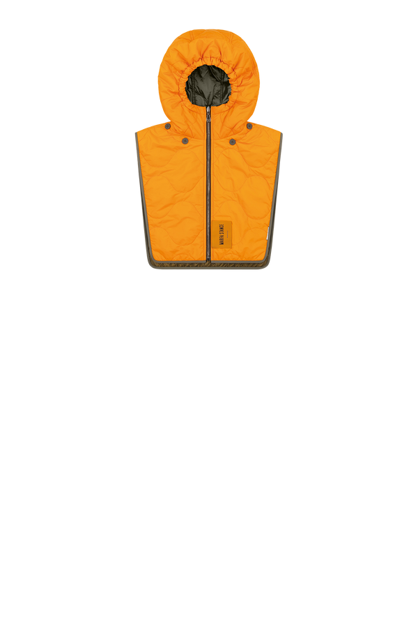 Quilted Zip Hood - Dark Olive / Clementine - Layer 4