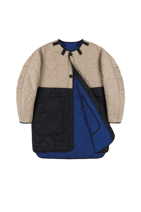 Signature Colourblock Quilt - Stone / Cobalt - Layer 1