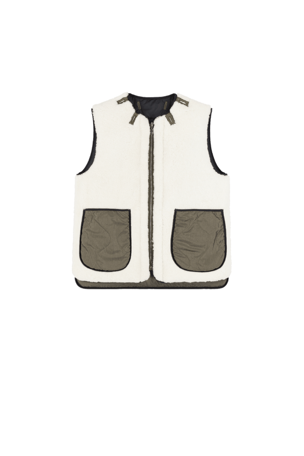 Shareable Shearling & Down Vest - Black / Natural - Layer 2