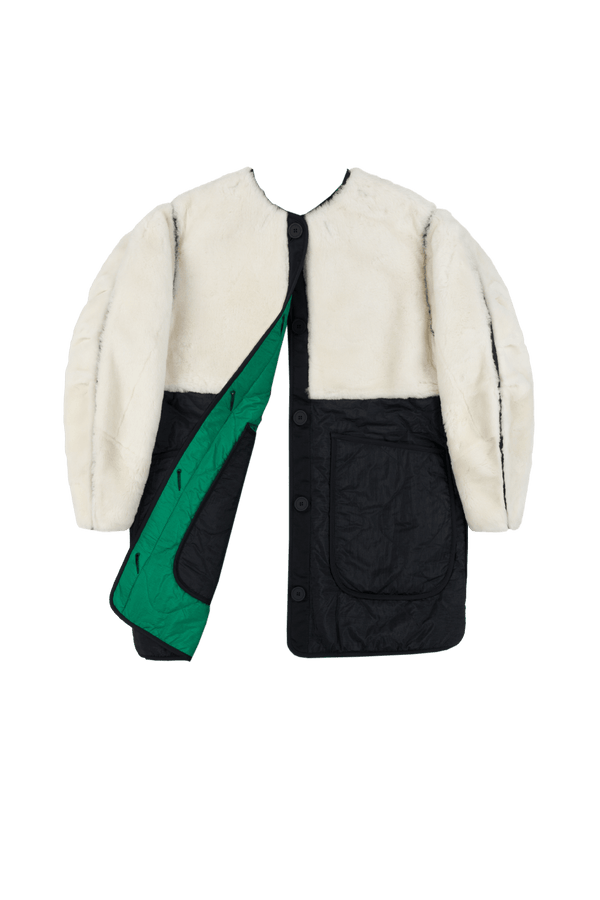 Signature Shearling Quilt - Natural / Emerald - Layer 6