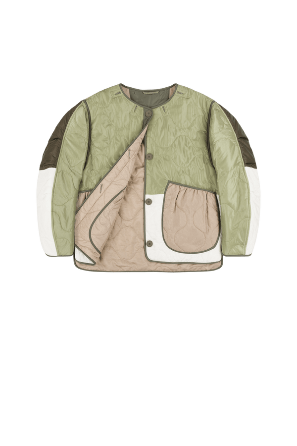 Signature Patchwork Cropped Quilt - Pale Sage / Stone - Layer 1