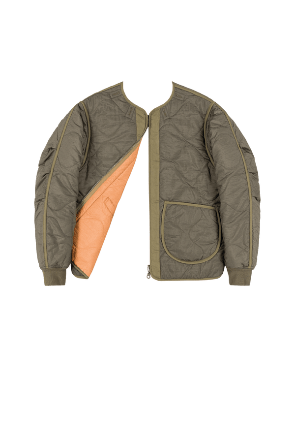 Shareable Quilt Jacket - Dark Olive / Burnt Orange - Layer 6