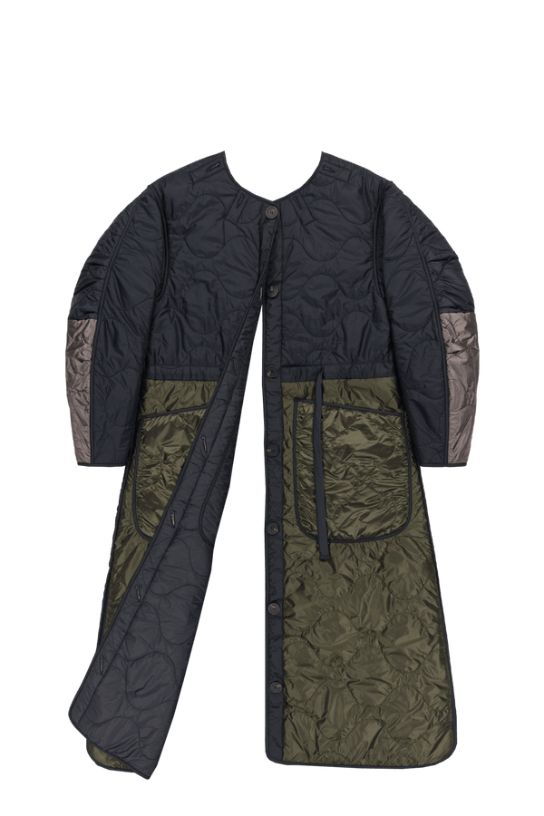 Signature Patchwork Long Quilt - Black / Slate - Layer 6