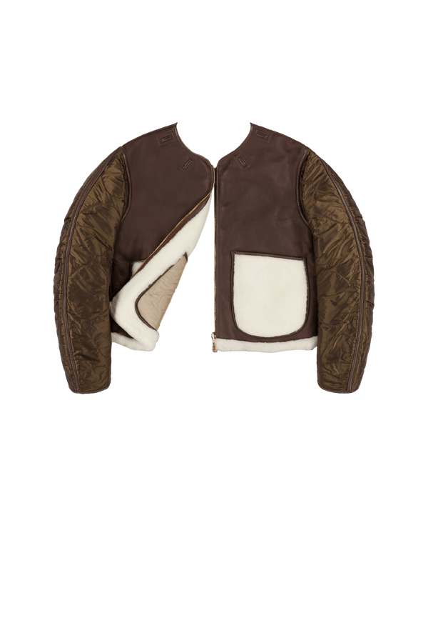 Aviator Shearling Jacket - Chocolate / Natural - Layer 6