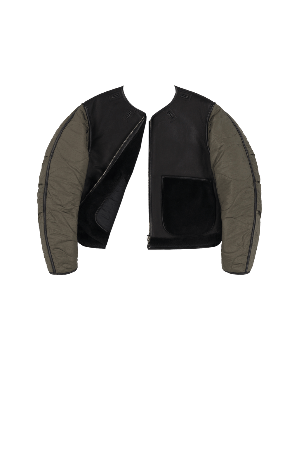 Aviator Shearling Jacket - Black / Black - Layer 6