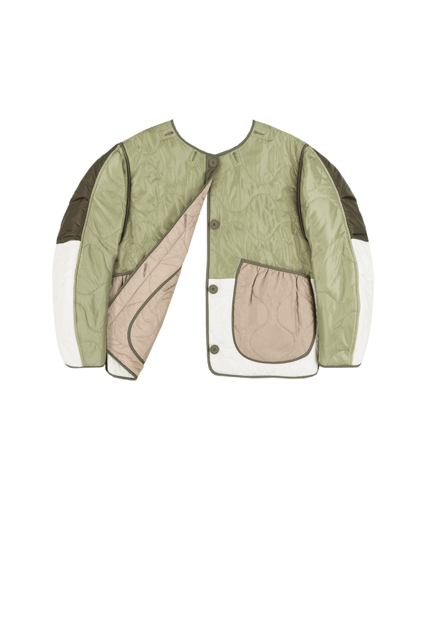 Signature Patchwork Cropped Quilt - Pale Sage / Stone - Layer 6