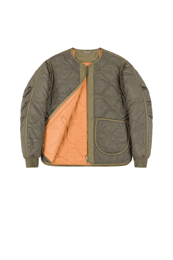 Shareable Quilt Jacket - Dark Olive / Burnt Orange - Layer 1