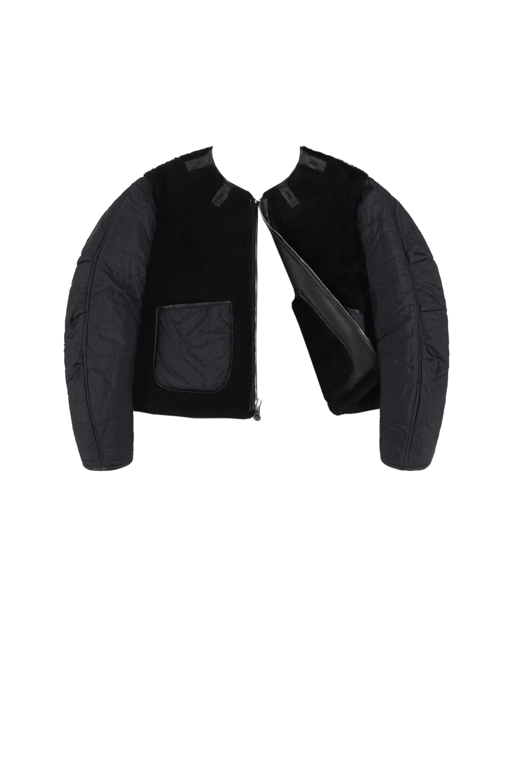 Aviator Shearling Jacket - Black / Black - Layer 6