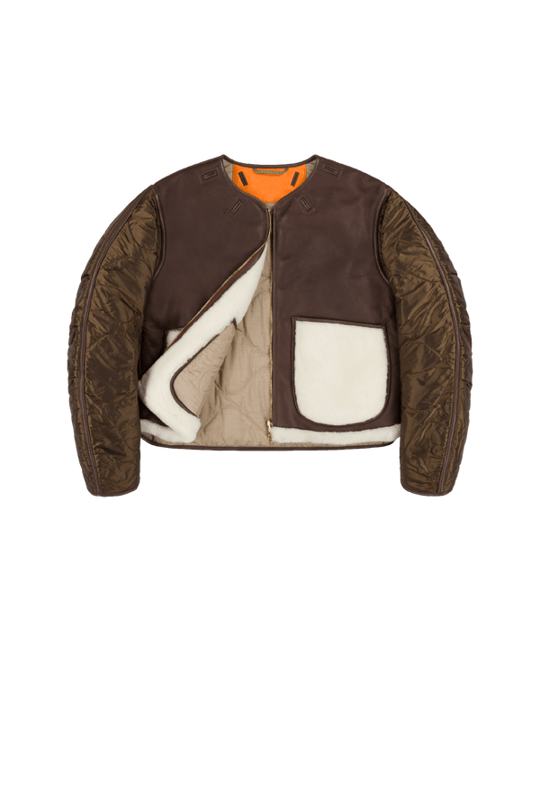 Aviator Shearling Jacket - Chocolate / Natural - Layer 1