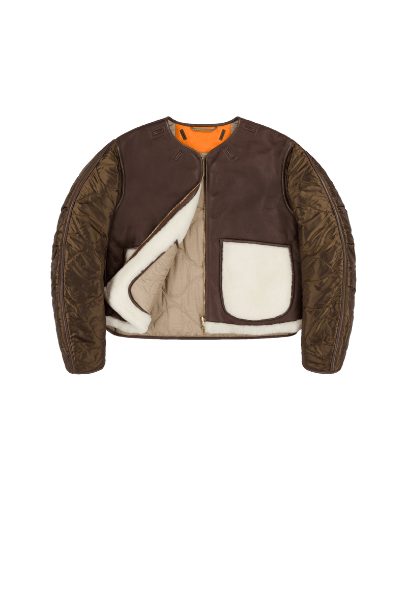 Aviator Shearling Jacket - Chocolate / Natural - Layer 1