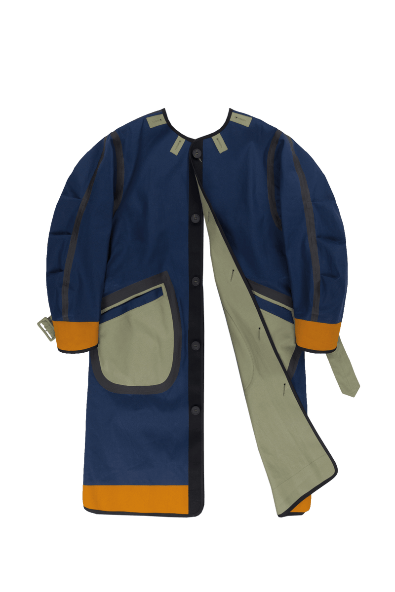 Weatherproof Bonded Raincoat - Bright Navy / Sage - Layer 6