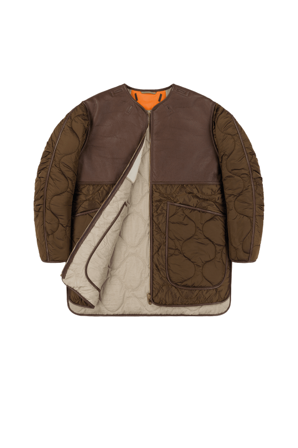 Shearling Aviator Quilt Jacket - Bronze / Natural - Layer 1