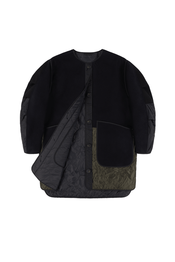 Signature Colourblock Wool Quilt - Navy / Black - Layer 1