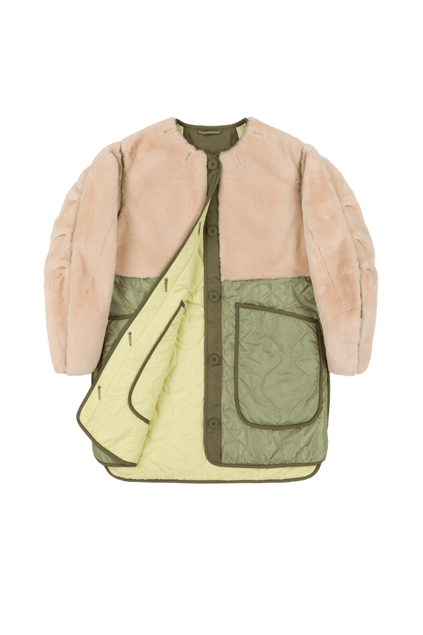 Signature Shearling Quilt - Blush / Pale Yellow - Layer 1