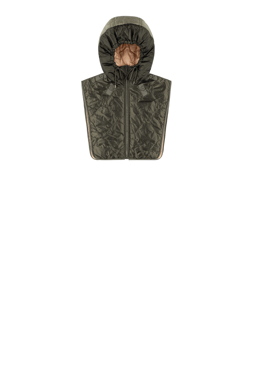 Quilted Zip Hood - Dark Olive / Soft Peach - Layer 4