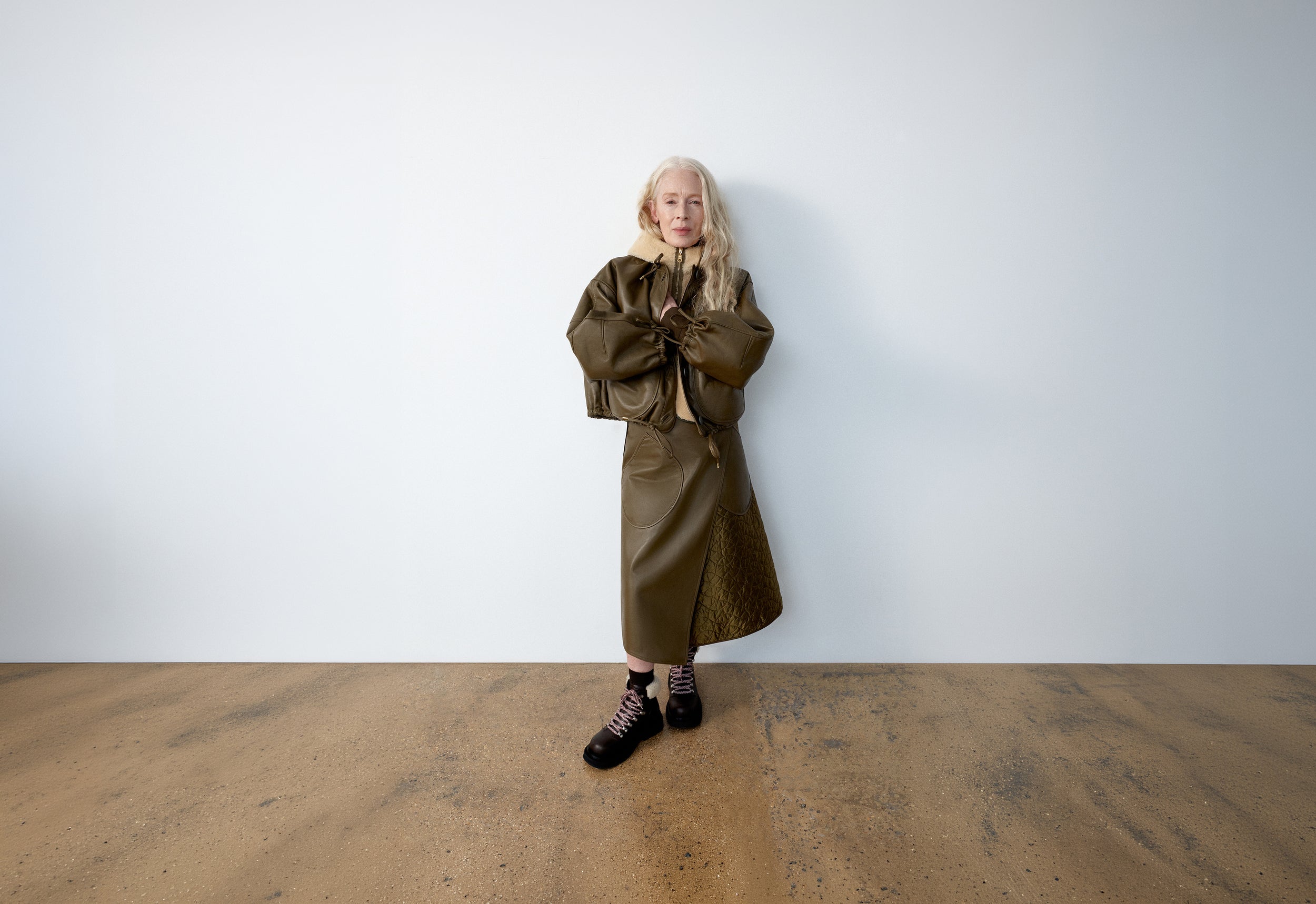 bonded leather / quilted nylon